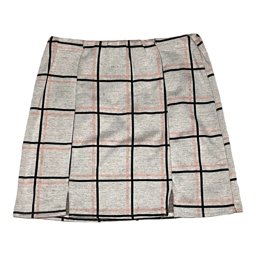 Adara plaid white, black and pink skirt